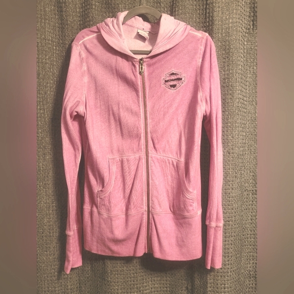 Harley-Davidson Tops - Harley Davidson Lace Cut Out Full Zip Hoodie